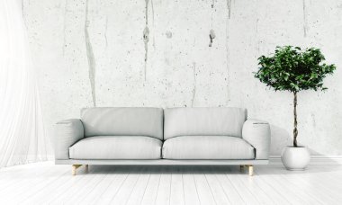 Modern parlak iç. 3D render