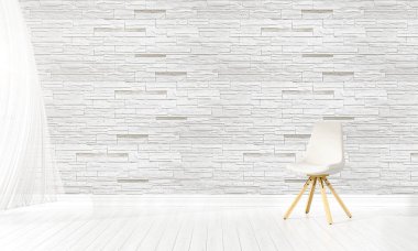 Modern parlak iç. 3D render