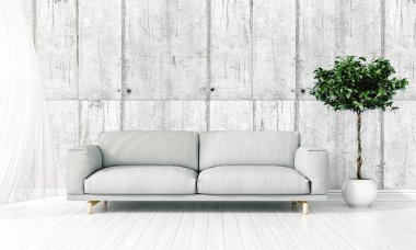 Modern parlak iç. 3D render