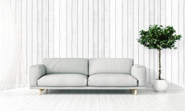 Modern parlak iç. 3D render