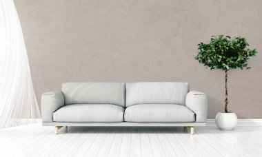 Modern parlak iç. 3D render