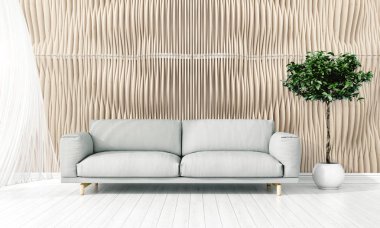 Modern parlak iç. 3D render