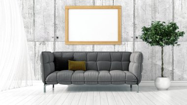 Modern parlak iç. 3D render