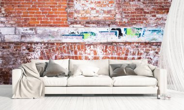 Modern parlak iç. 3D render