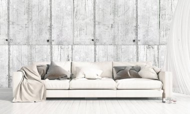 Modern parlak iç. 3D render