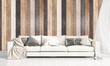 Modern parlak iç. 3D render