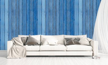 Modern parlak iç. 3D render