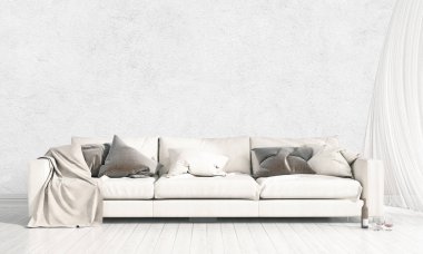 Modern parlak iç. 3D render