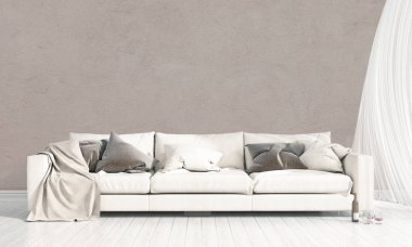 Modern parlak iç. 3D render