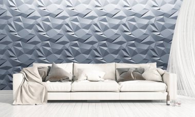 Modern parlak iç. 3D render