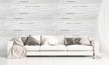 Modern parlak iç. 3D render