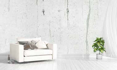 Modern parlak iç. 3D render