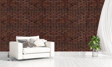 Modern parlak iç. 3D render