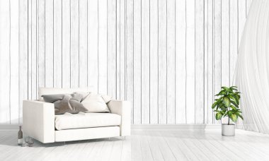 Modern parlak iç. 3D render