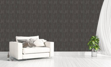 Modern parlak iç. 3D render