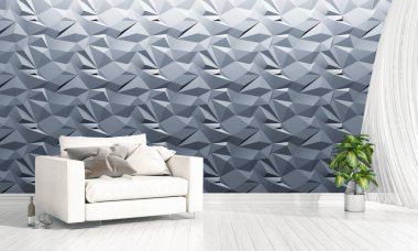 Modern parlak iç. 3D render