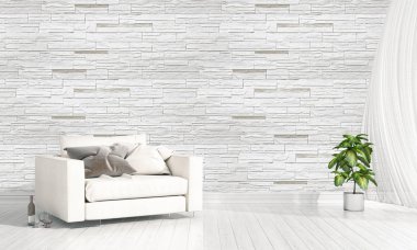 Modern parlak iç. 3D render