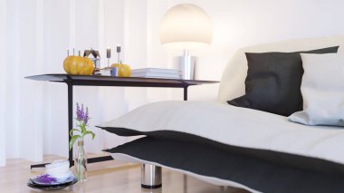 Modern parlak iç. 3D render