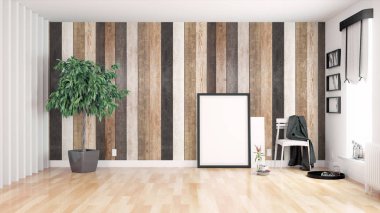 Modern parlak iç. 3D render