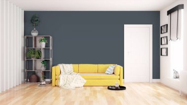 Modern parlak iç. 3D render