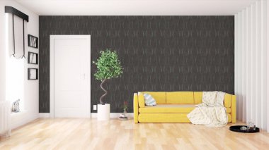 Modern parlak iç. 3D render