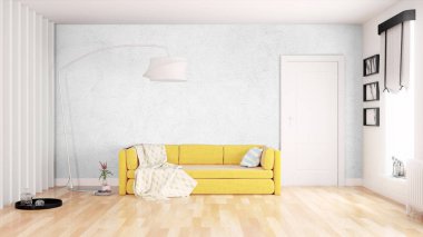 Modern parlak iç. 3D render