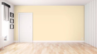 Modern parlak iç. 3D render