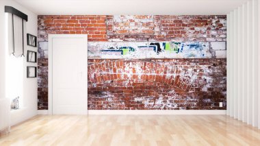 Modern parlak iç. 3D render