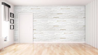 Modern parlak iç. 3D render