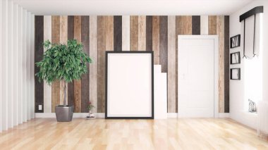 Modern parlak iç. 3D render