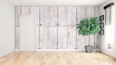 Modern parlak iç. 3D render