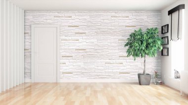 Modern parlak iç. 3D render