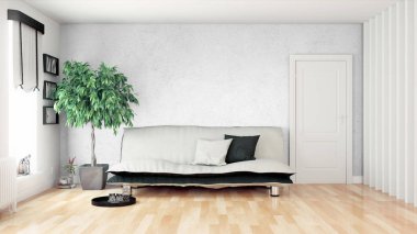 Modern parlak iç. 3D render