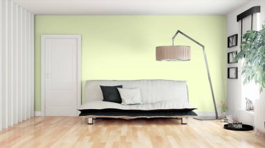 Modern parlak iç. 3D render