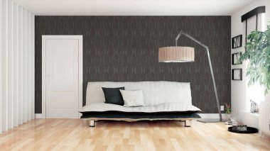 Modern parlak iç. 3D render