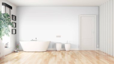 Modern parlak iç. 3D render