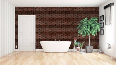 Modern parlak iç. 3D render