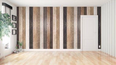 Modern parlak iç. 3D render