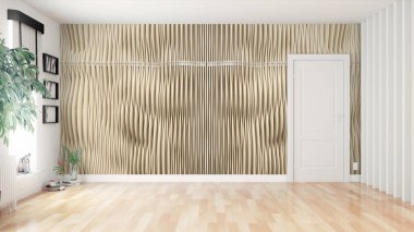 Modern parlak iç. 3D render