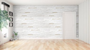 Modern parlak iç. 3D render