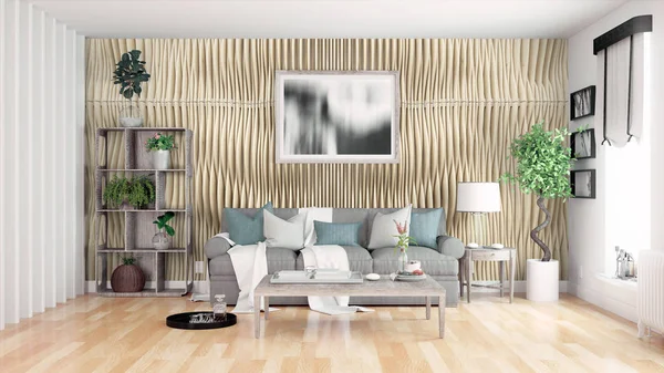 Modern bright interior . 3D rendering — Stock Photo, Image