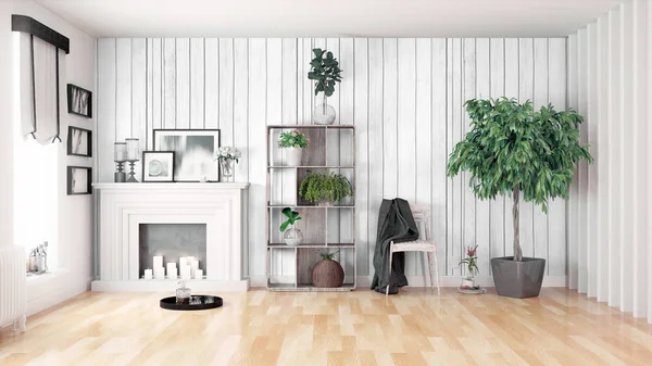 Modern parlak iç. 3D render