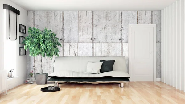 Modern parlak iç. 3D render