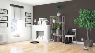 Modern parlak iç. 3D render