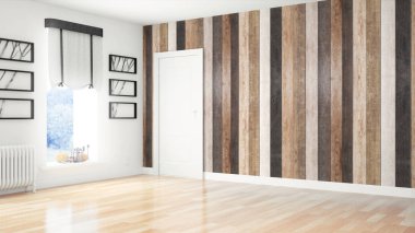 Modern parlak iç. 3D render