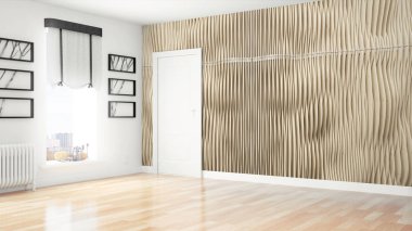 Modern parlak iç. 3D render