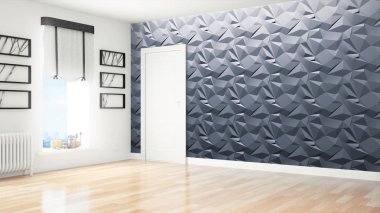 Modern parlak iç. 3D render