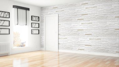 Modern parlak iç. 3D render