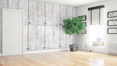 Modern parlak iç. 3D render