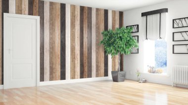 Modern parlak iç. 3D render